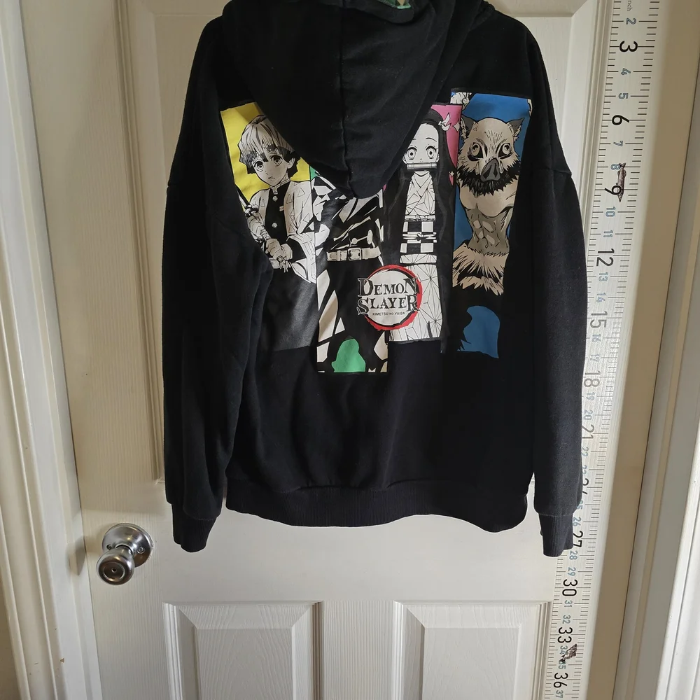 Demon Slayer Black Graphic Hoodie - Anime Character Panels - Picture 1 of 3